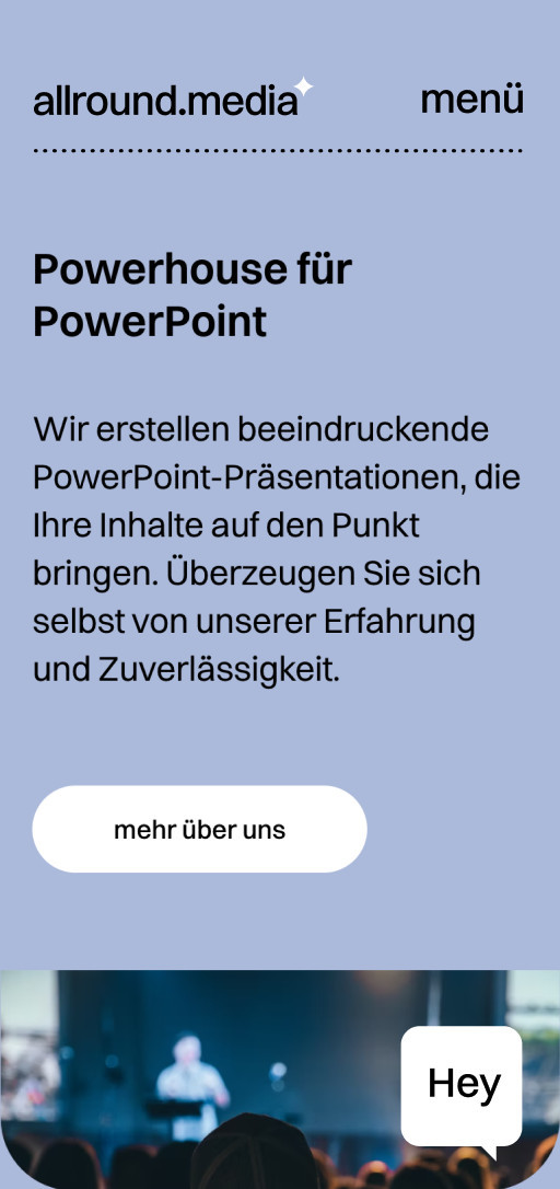 allround.media Website - Leistungen (mobile Ansicht)
