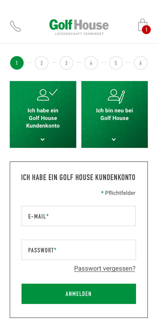 Der Bestellvorgang im Golf House Online-Shop