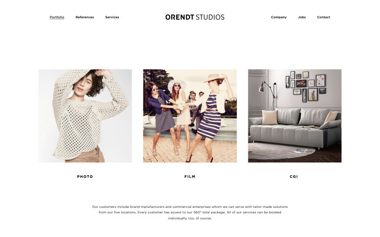 Orendt Studios website portfolio